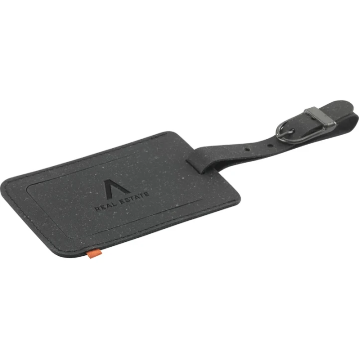 Made recycled leather luggage tag