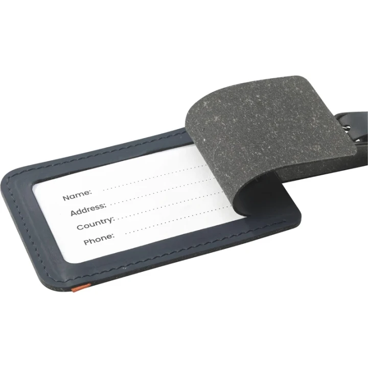 Made recycled leather luggage tag