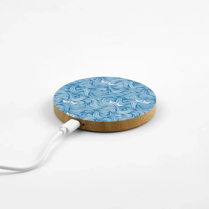 Kepler Wireless Charger Bamboo 15W. USB-C Port