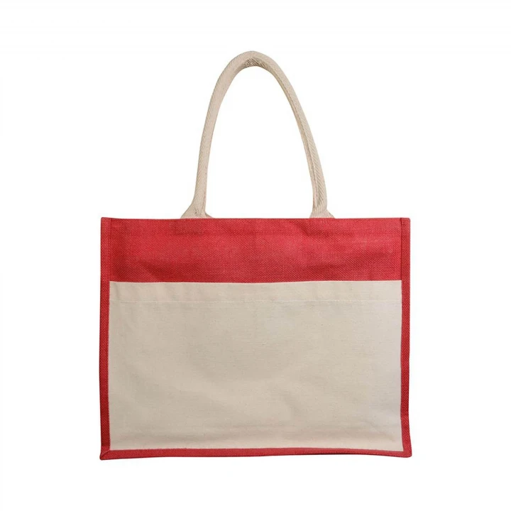 Sustainable Living Large Jute Bag Coloured with Outer Pocket