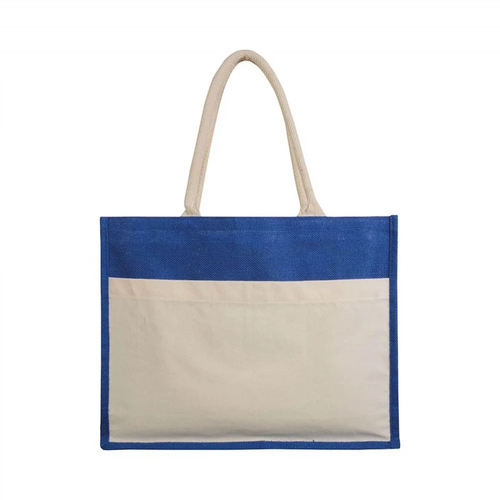 Sustainable Living Large Jute Bag Coloured with Outer Pocket