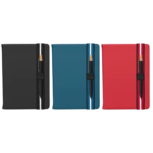 Newport Recycled Chevron Refillable Journal Pen Set - A5