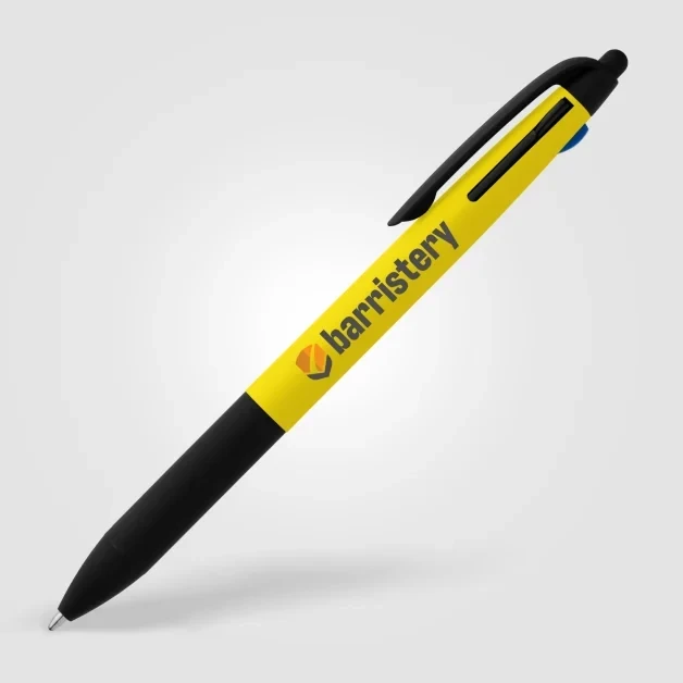 Malta Recycled Plastic 3-in-1 Stylus Neon Grip Multi-Ink Pen