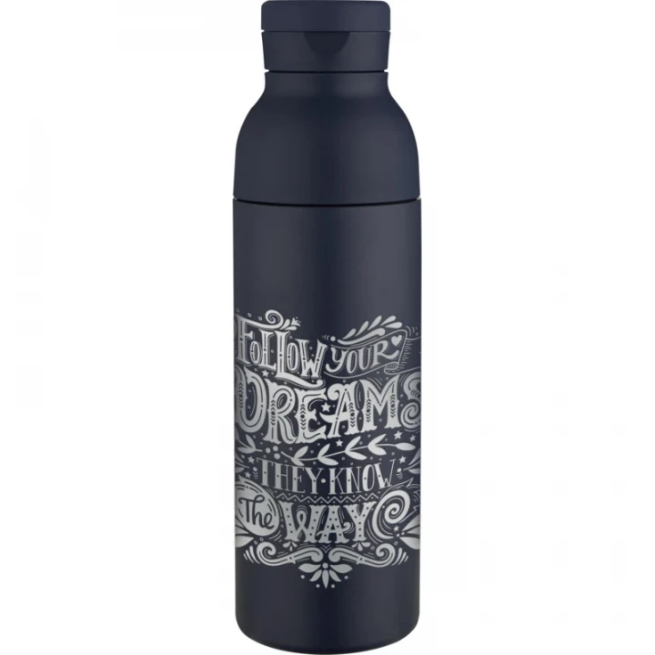 Illuminate 650ml RCS Recycled Double Wall Stainless Steel Water Bottle With 3-Piece Lid Set