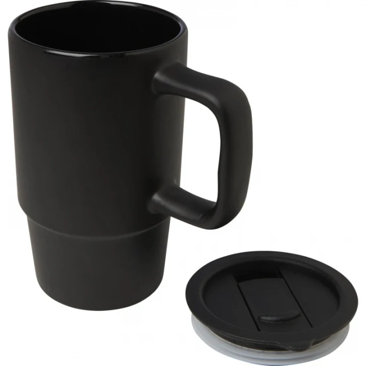 Carter 450ml Ceramic Mug With Plastic Lid