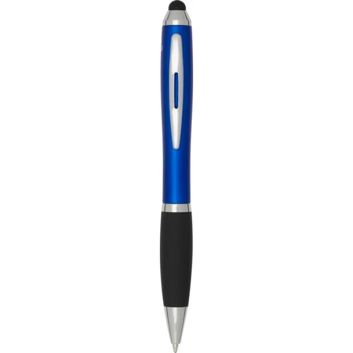 Nash RCS recycled plastic stylus ballpoint pen with coloured barrel and black grip (blue ink)