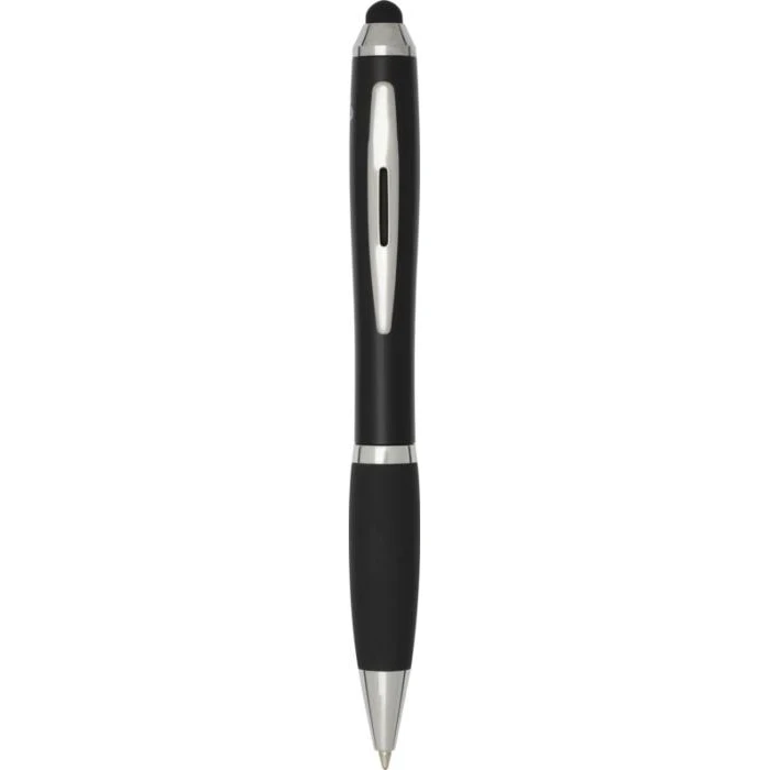 Nash RCS recycled plastic stylus ballpoint pen with coloured barrel and black grip (black ink)
