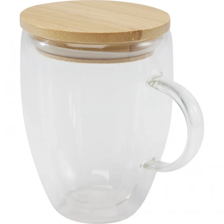Leona Glass Cup With Bamboo Lid 350ml
