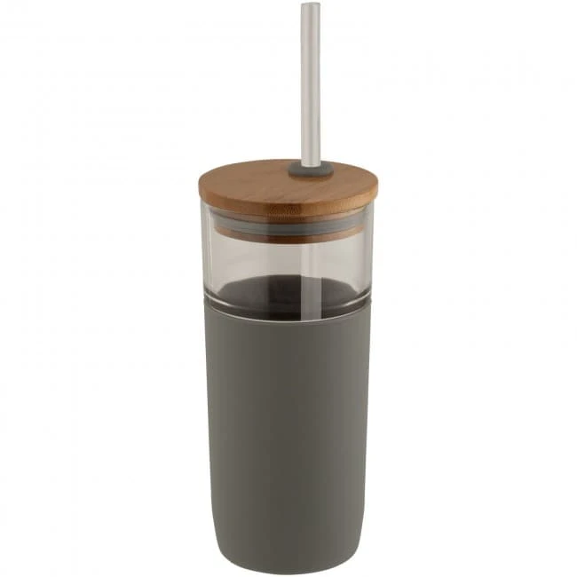 Arlo 600 ml glass tumbler with bamboo lid