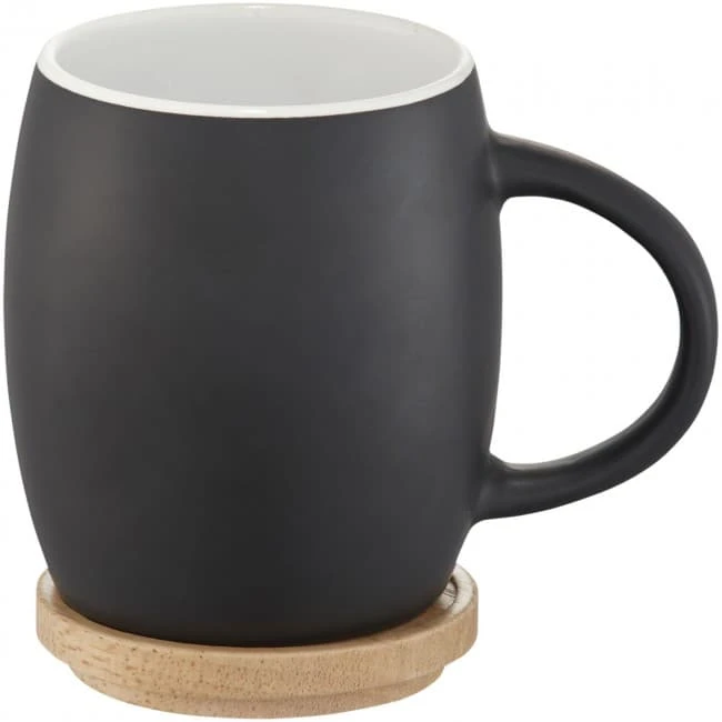 Hearth Ceramic Mug With Wooden Lid/Coaster 400ml