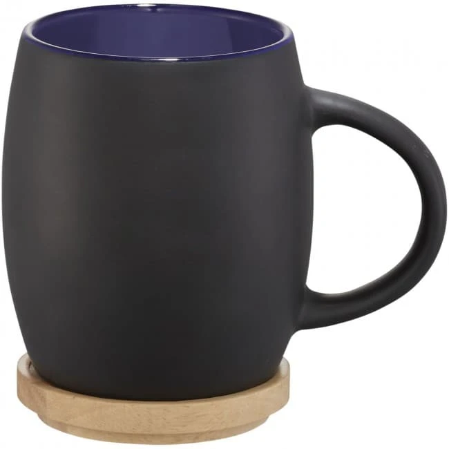 Hearth Ceramic Mug With Wooden Lid/Coaster 400ml