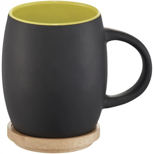 Hearth Ceramic Mug With Wooden Lid/Coaster 400ml