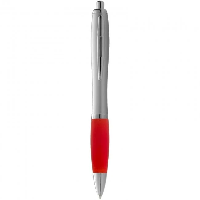 Nash ballpoint pen with silver barrel with coloured grip