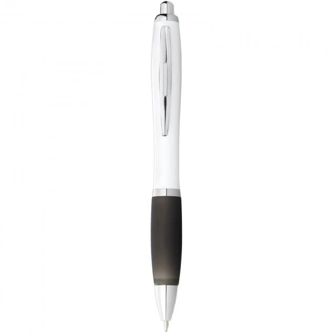 Nash Ballpoint Pen With White Barrel and Coloured Grip (black ink)