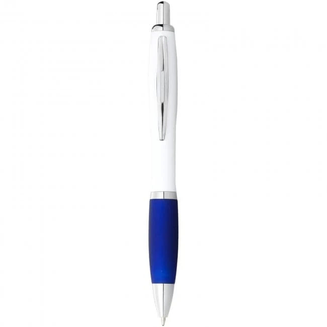 Nash Ballpoint Pen White Barrel and Coloured Grip (blue ink) 