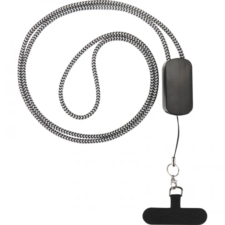 Anser Recycled Plastic Smartphone Lanyard With 27W 5-in-1 Built-in Cable