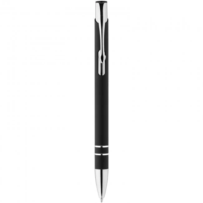 Corky ballpoint pen with rubber-coated exterior
