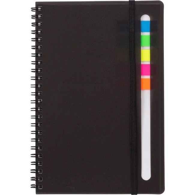 Notebook with sticky notes