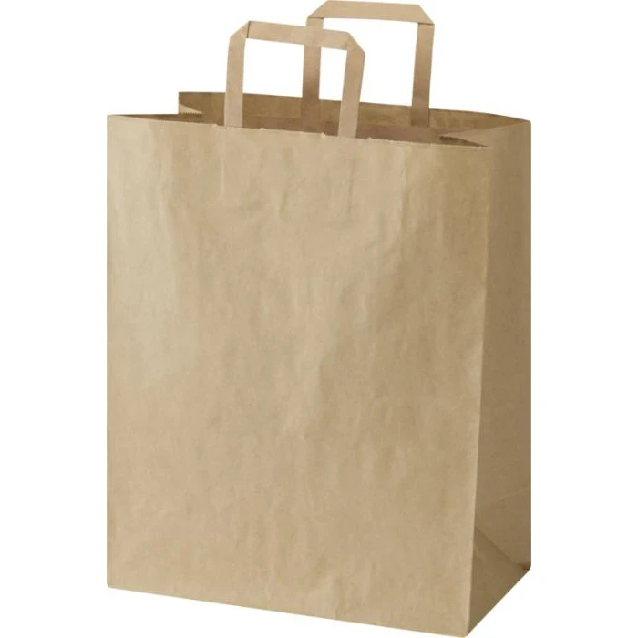 Kraft 80-90 g/m2 paper bag with flat handles - 32 x 17 x 39 cm