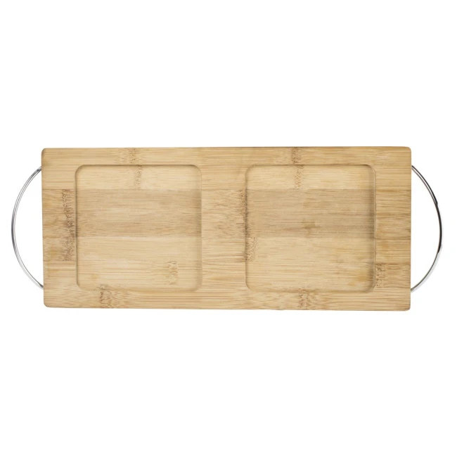 Bamboo tray with 2 plates