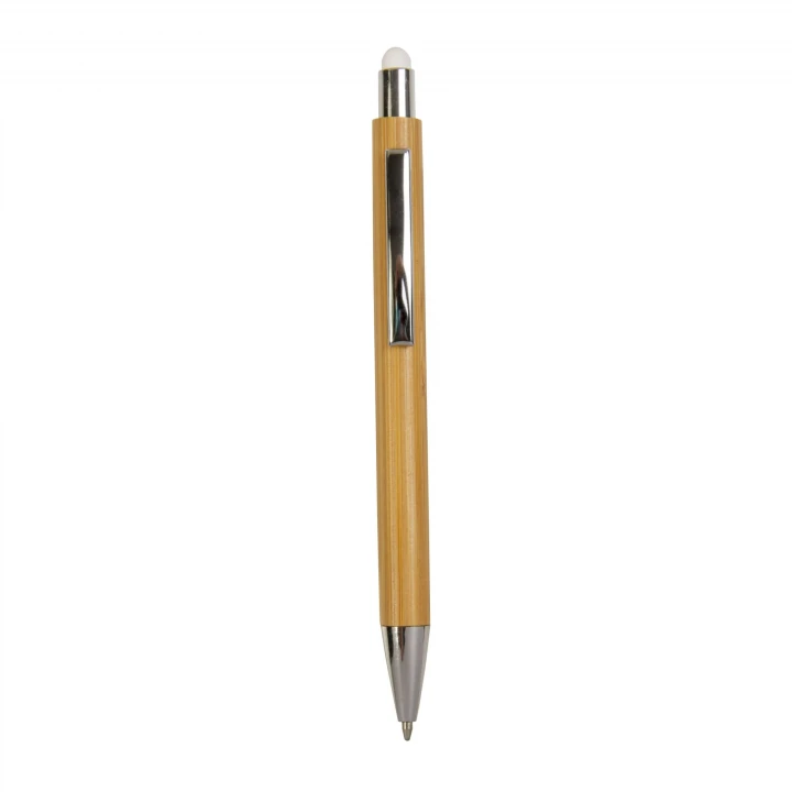 Sustainable Living Bamboo Retractable Ball Pen with Stylus