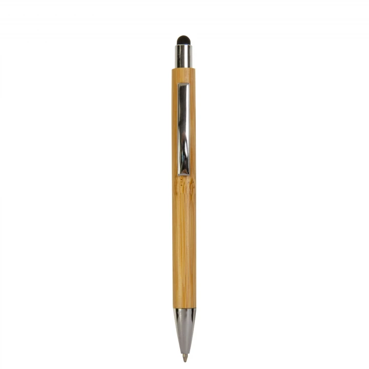 Sustainable Living Bamboo Retractable Ball Pen with Stylus