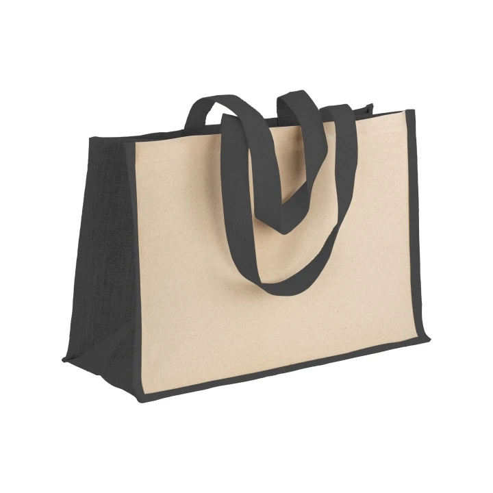 Sustainable Living Large Jute Bag With Coloured Handles and Gussets