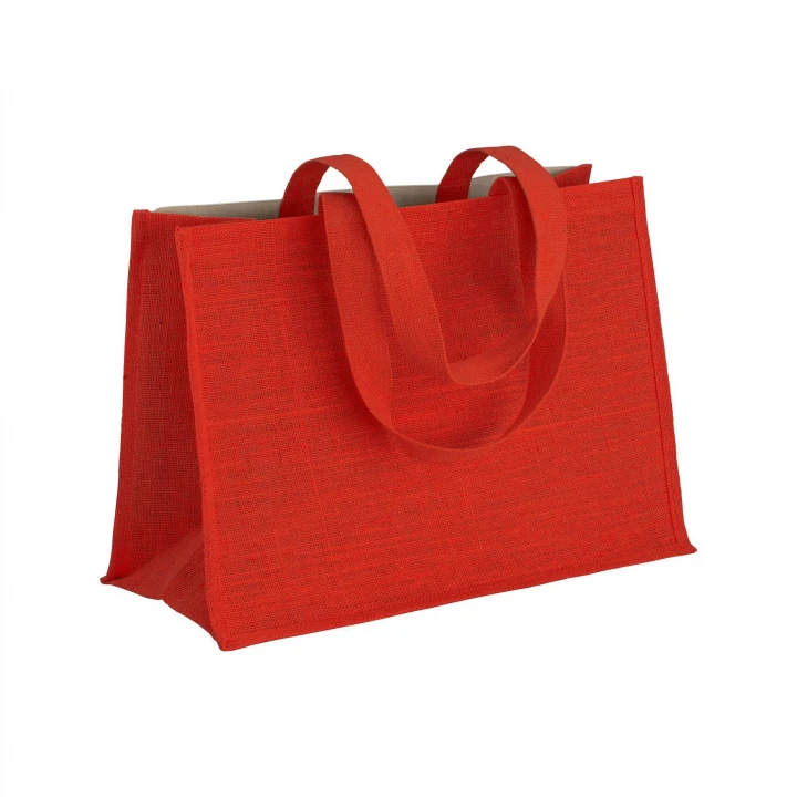 Sustainable Living Large Jute Bag With Coloured Handles and Gussets