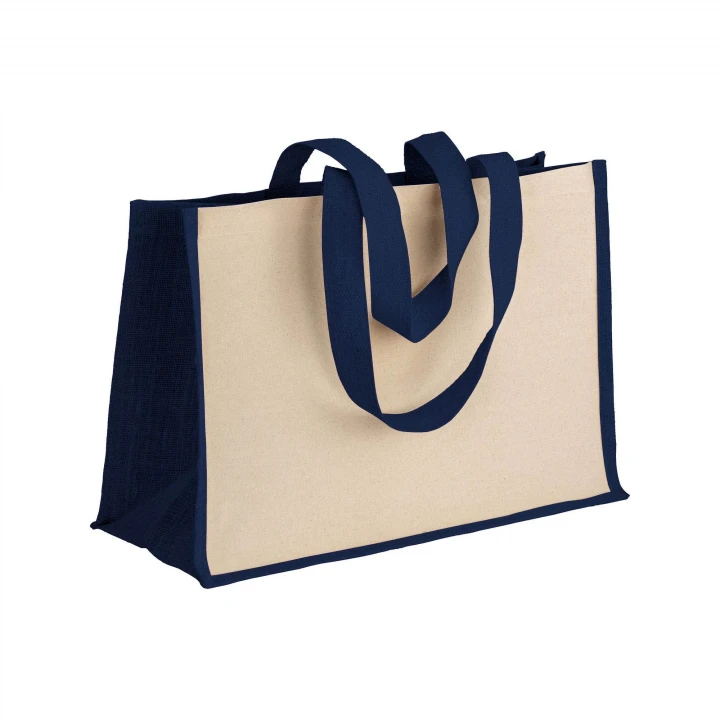 Sustainable Living Large Jute Bag With Coloured Handles and Gussets
