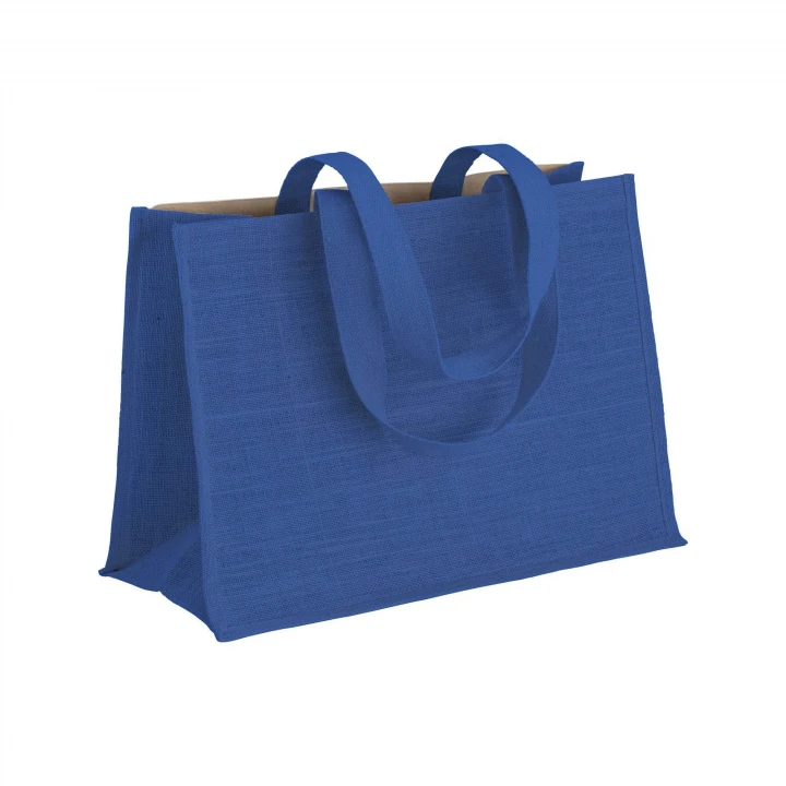 Sustainable Living Large Jute Bag With Coloured Handles and Gussets