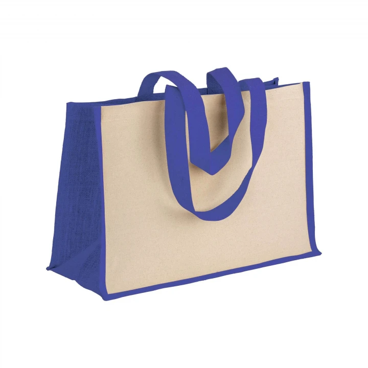 Sustainable Living Large Jute Bag With Coloured Handles and Gussets