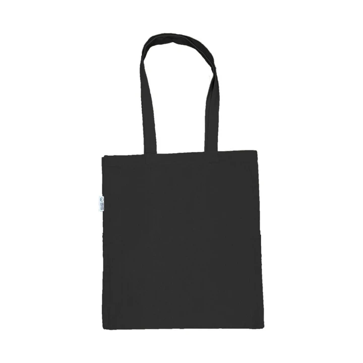 10oz Black Organic Cotton Shopper With Gusset