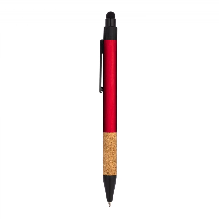 Sustainable Living Aluminium Pen with cork grip and touch screen button