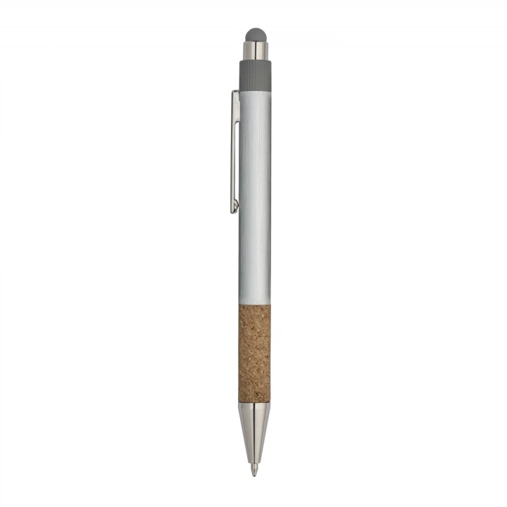 Sustainable Living Aluminium Pen with cork grip and touch screen button
