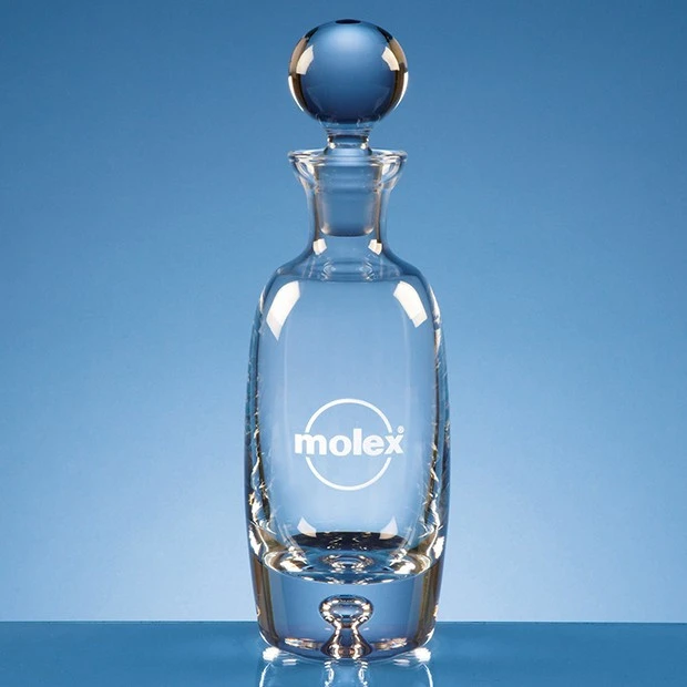 0.5ltr Handmade Tall Bubble Base Wine Decanter