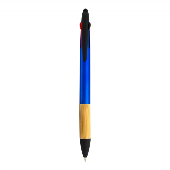 Sustainable Living Plastic 3 Colour Ink Pen with bamboo trim