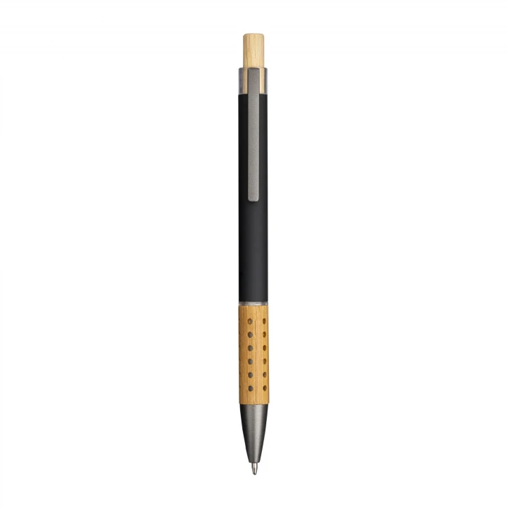 Sustainable Living Recycled Rubberised Aluminium Pen with bamboo trim