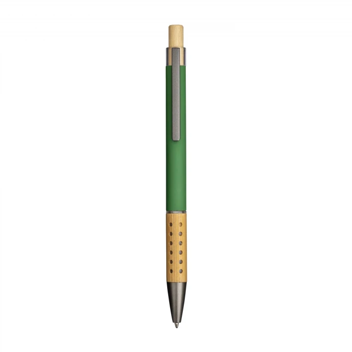 Sustainable Living Recycled Rubberised Aluminium Pen with bamboo trim