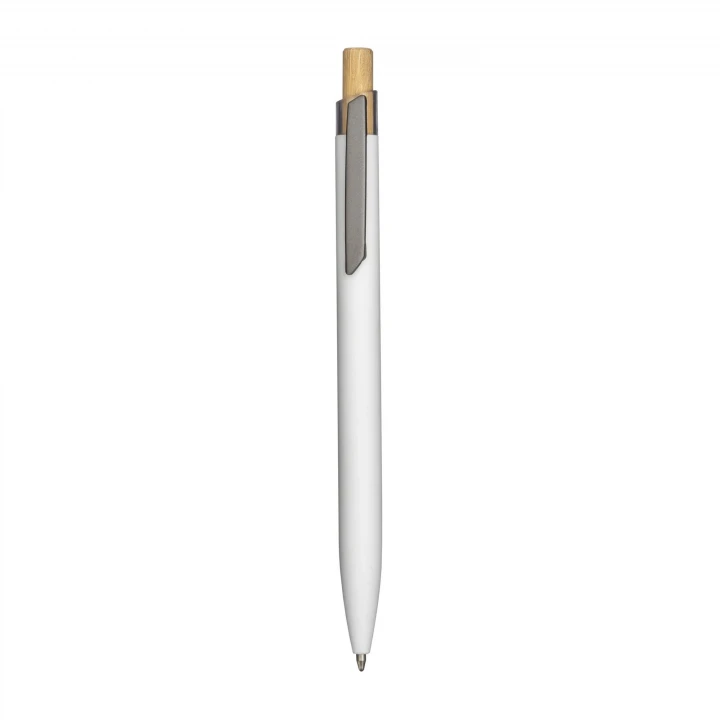 Sustainable Living Recycled Rubberised Aluminium Pen with bamboo button