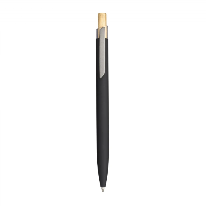 Sustainable Living Recycled Rubberised Aluminium Pen with bamboo button