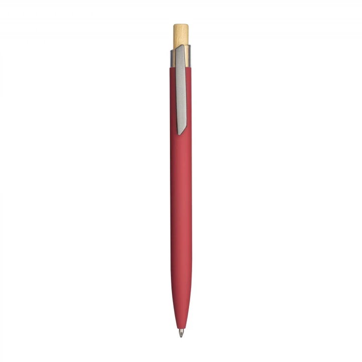 Sustainable Living Recycled Rubberised Aluminium Pen with bamboo button