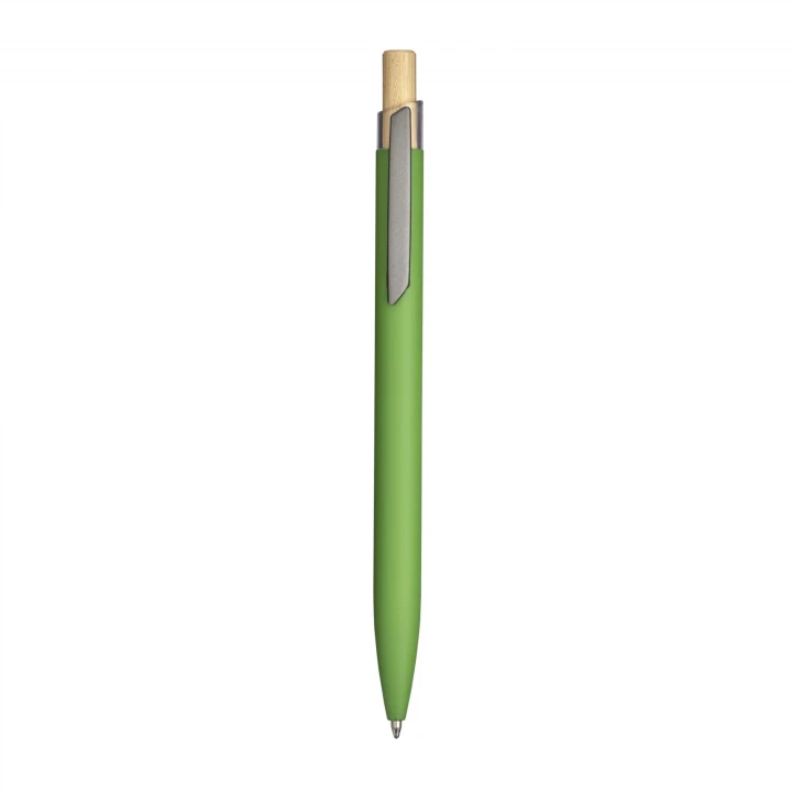 Sustainable Living Recycled Rubberised Aluminium Pen with bamboo button
