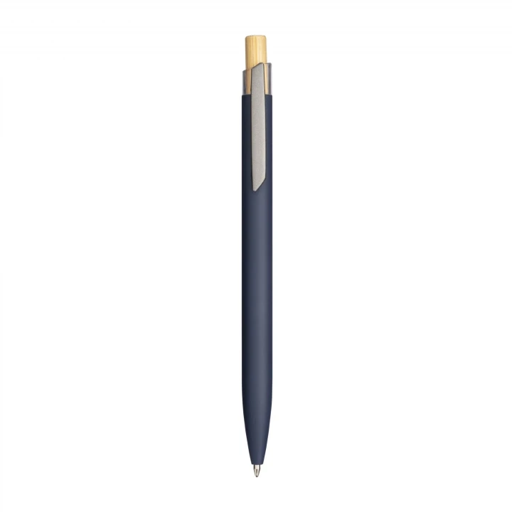 Sustainable Living Recycled Rubberised Aluminium Pen with bamboo button
