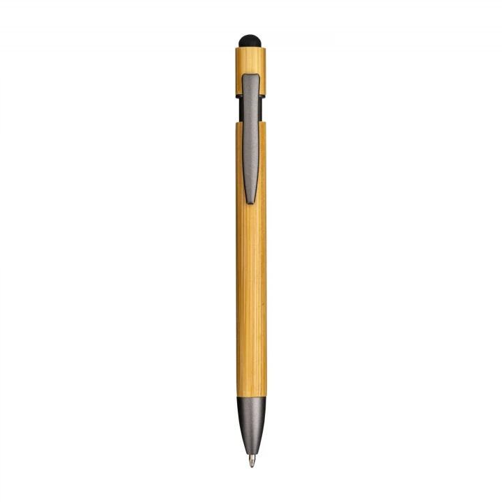 Sustainable Living Bamboo Pen with Metal Clip touch screen grommet