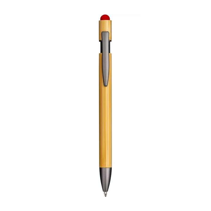 Sustainable Living Bamboo Pen with Metal Clip touch screen grommet