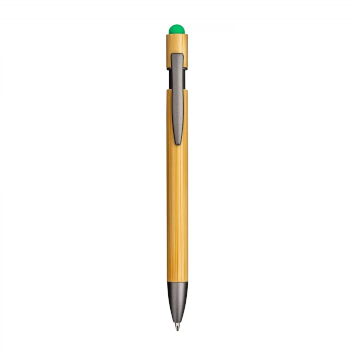 Sustainable Living Bamboo Pen with Metal Clip touch screen grommet