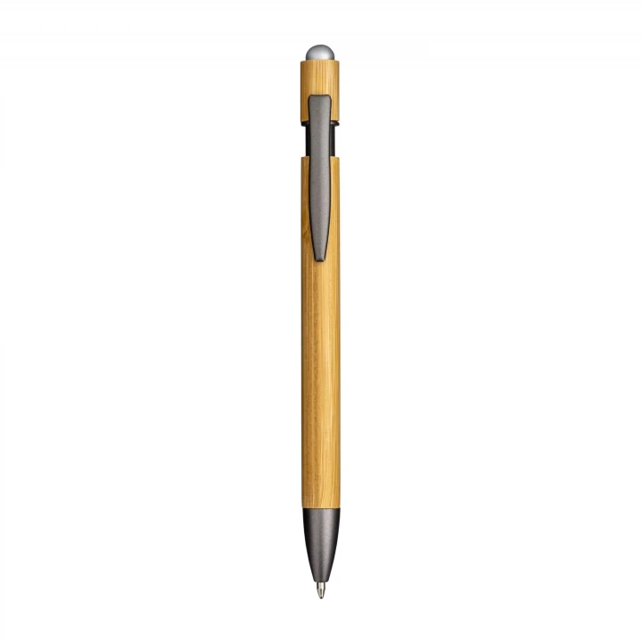 Sustainable Living Bamboo Pen with Metal Clip touch screen grommet