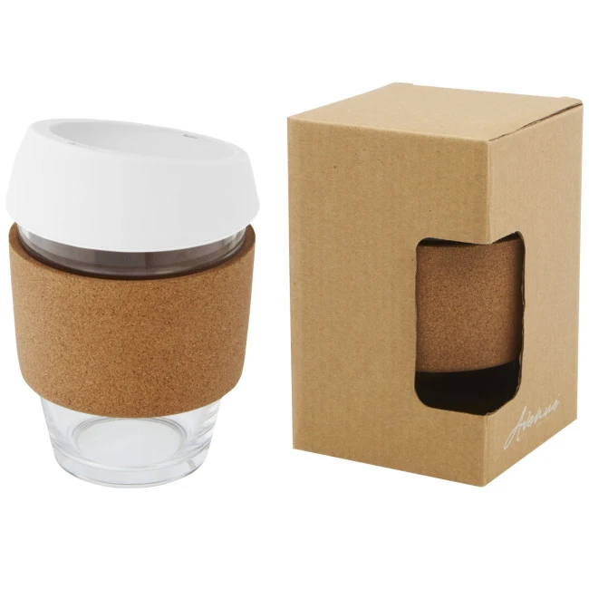 Lidan Borosilicate Glass Tumbler With Cork Grip And Silicone Lid 360ml