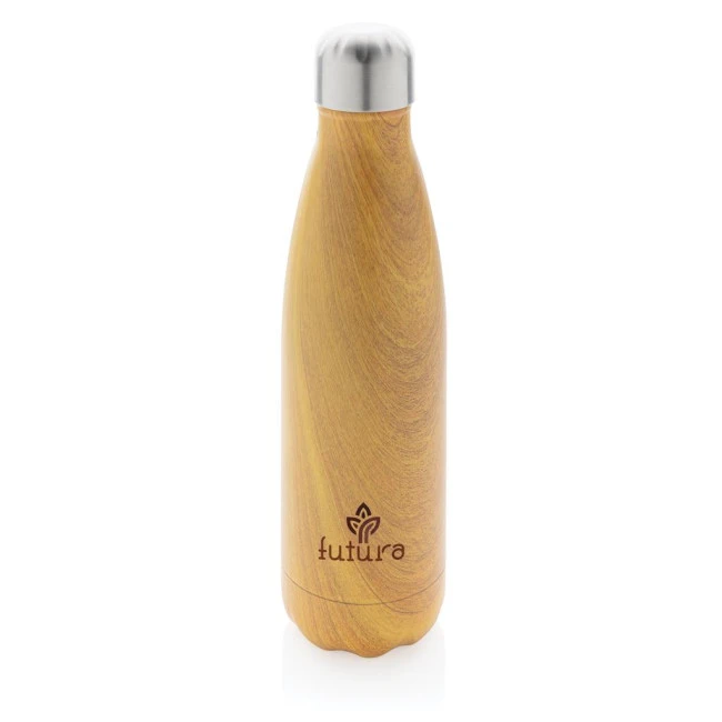 Vacuum Insulated Stainless Steel Bottle With Wood Print 500ml