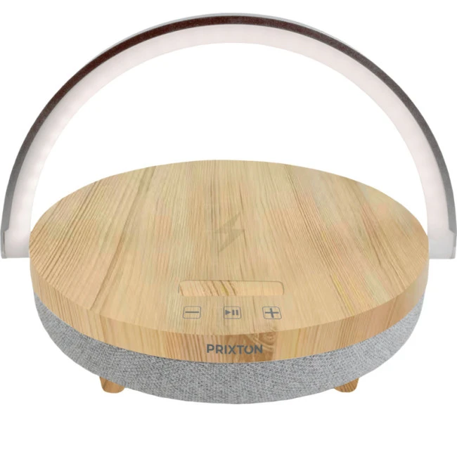 Prixton 4-in-1 Bluetooth Speaker With LED light & Wireless Charging Base Wood 10W